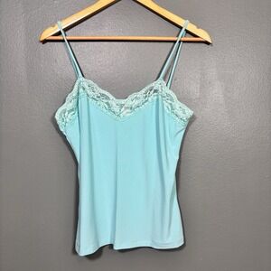 Vintage Y2K Lace Trim Cami Womens Medium 90s Layering Carducci USA Made Coquette